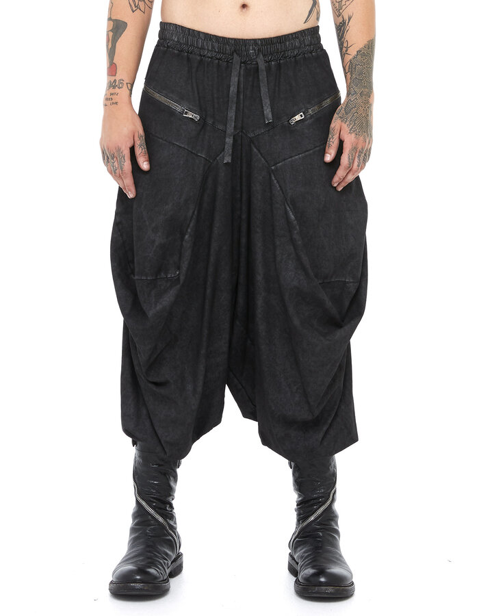 LA HAINE INSIDE US LAMINATED STRETCH COTTON OVERWIDE TROUSER