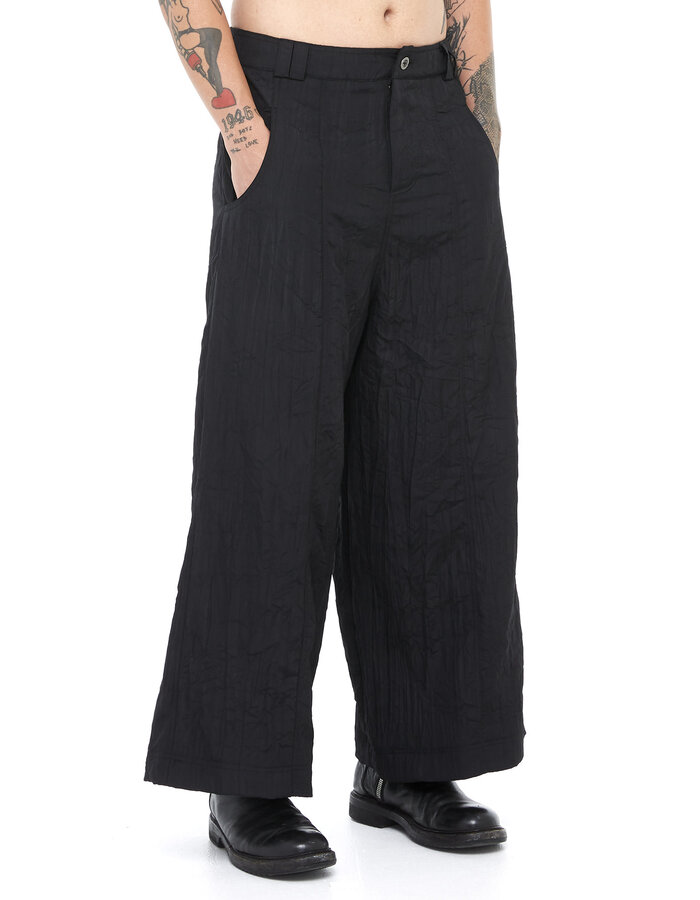 SANDRINE PHILIPPE WIDE LEG CRINKLED COTTON PANT