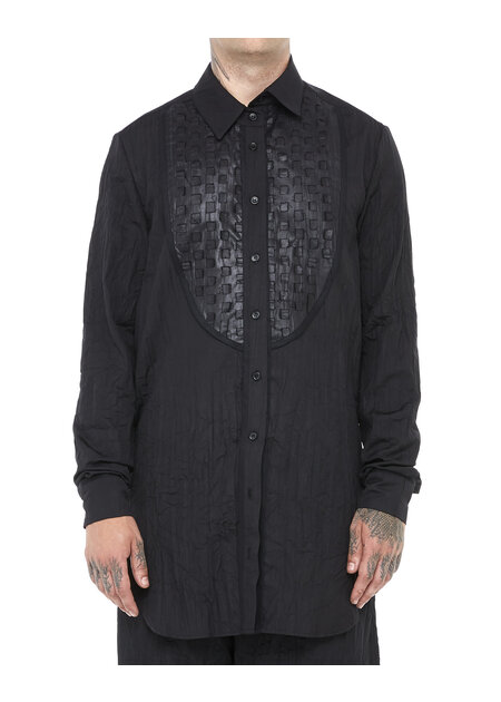 SANDRINE PHILIPPE WOVEN FRONT CRINKLED COTTON BUTTON UP SHIRT