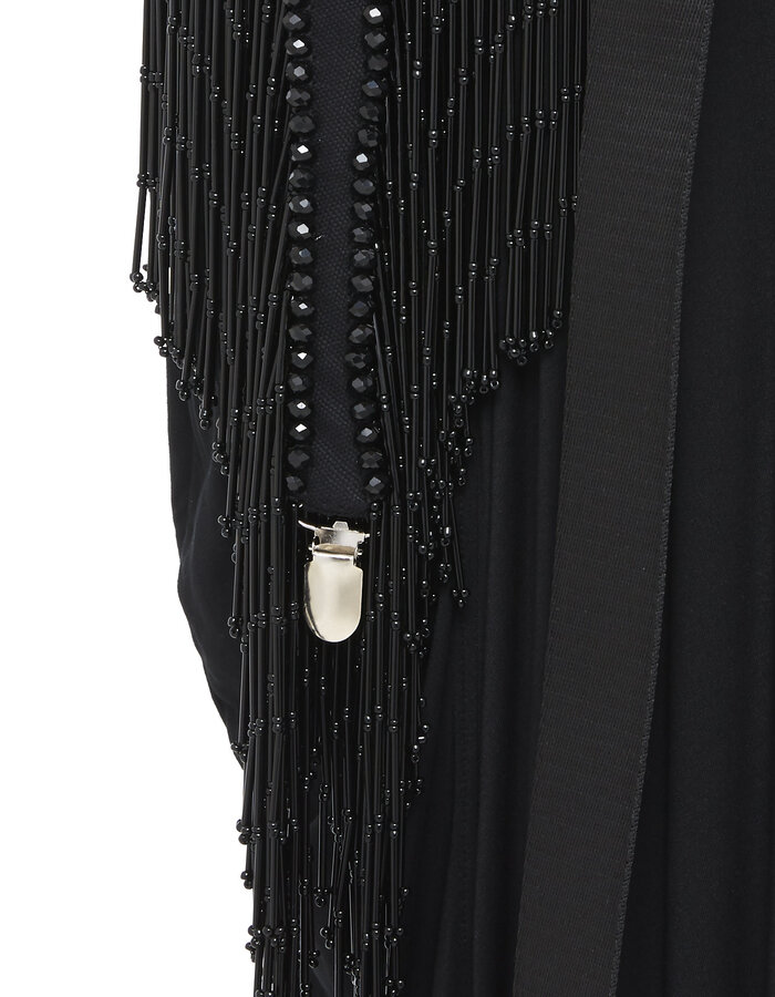 DAVIDS ROAD CRYSTAL EMBELLISHED PEPLUM BELT WITH FRINGE