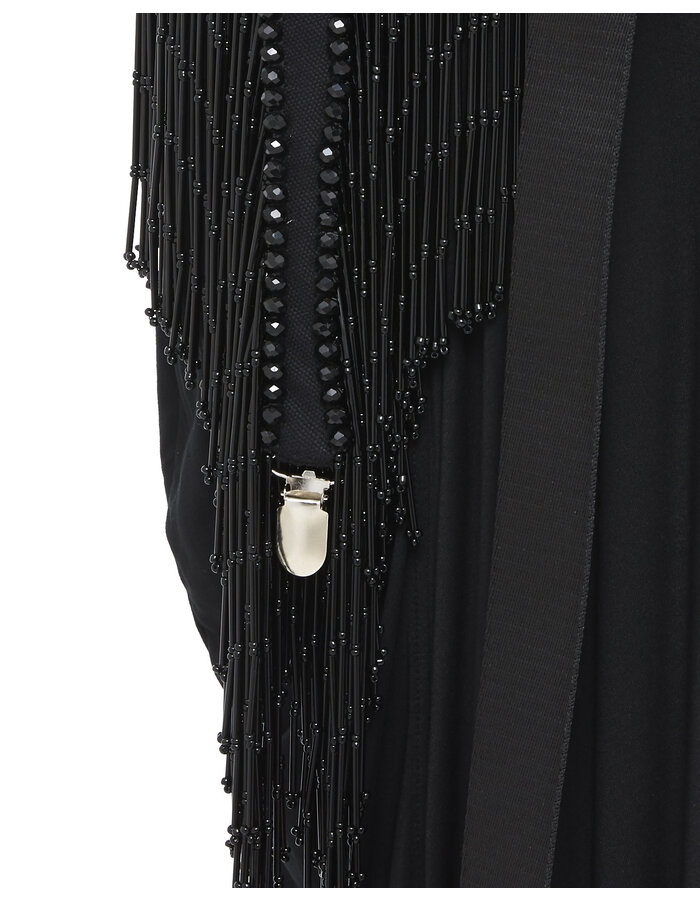 DAVIDS ROAD CRYSTAL EMBELLISHED PEPLUM BELT WITH FRINGE