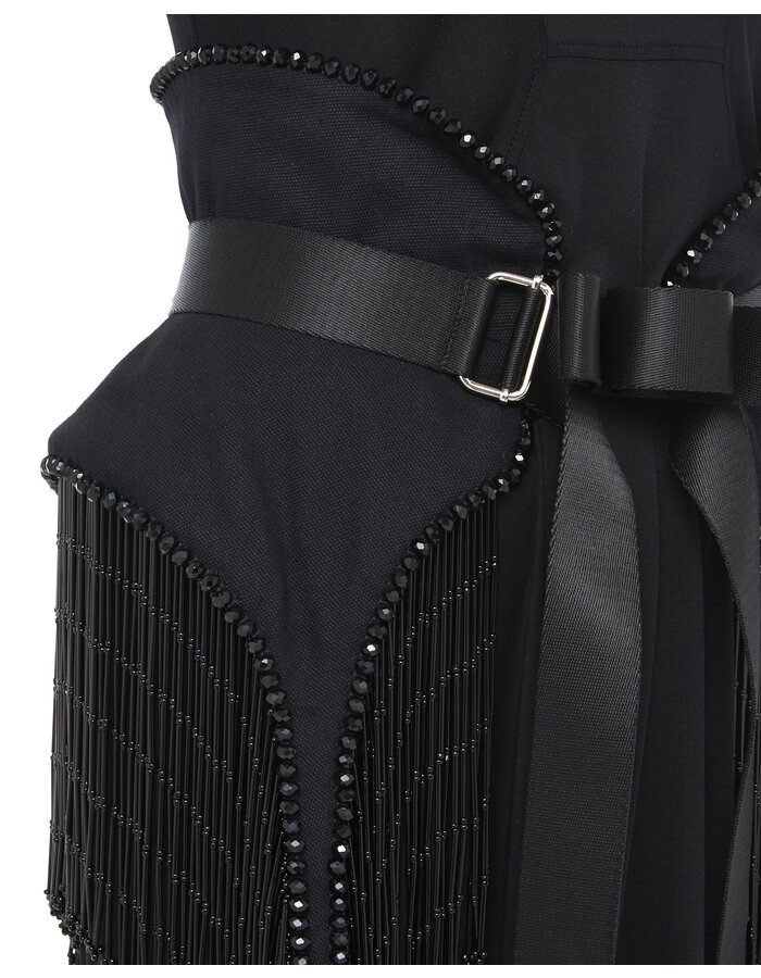 DAVIDS ROAD CRYSTAL EMBELLISHED PEPLUM BELT WITH FRINGE