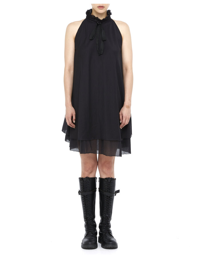 DAVIDS ROAD LAYERED LIGHT COTTON MINI-DRESS WITH BOW