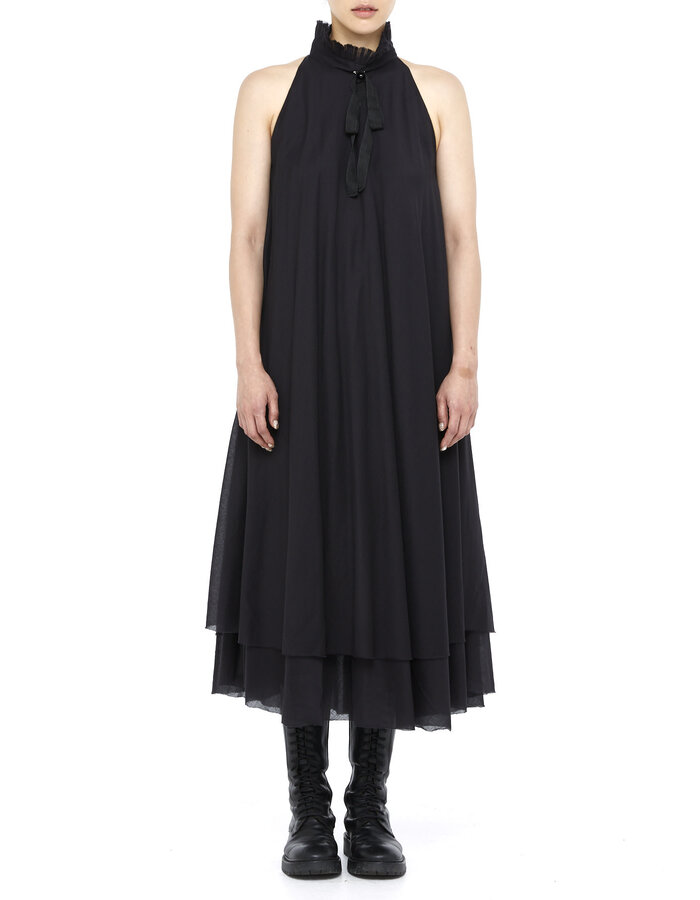 DAVIDS ROAD LAYERED LIGHT COTTON LONG DRESS WITH BOW