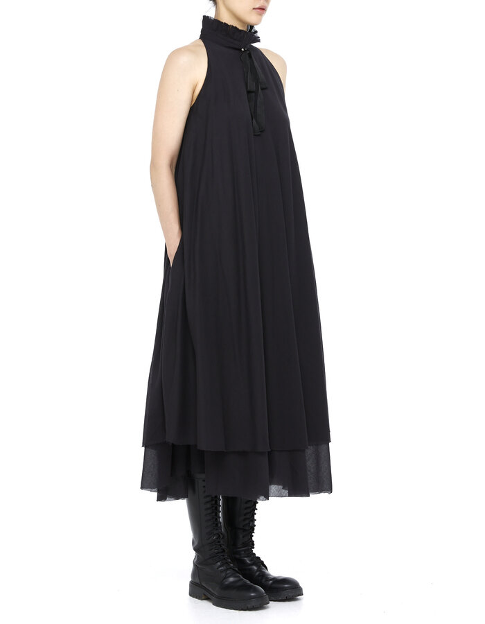 DAVIDS ROAD LAYERED LIGHT COTTON LONG DRESS WITH BOW