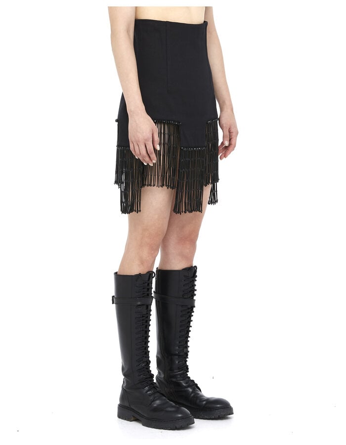 DAVIDS ROAD STRUCTURED COTTON SKIRT WITH FRINGE