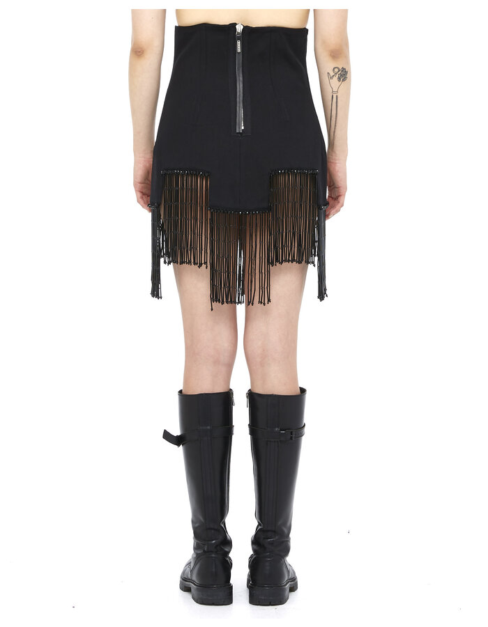 DAVIDS ROAD STRUCTURED COTTON SKIRT WITH FRINGE