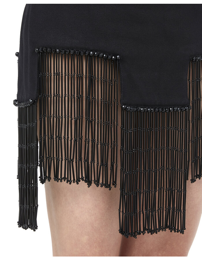 DAVIDS ROAD STRUCTURED COTTON SKIRT WITH FRINGE