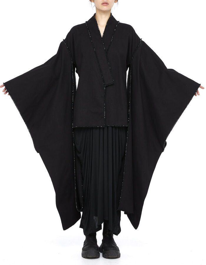 DAVIDS ROAD CRYSTAL EMBELLISHED STRUCTURED COTTON KIMONO