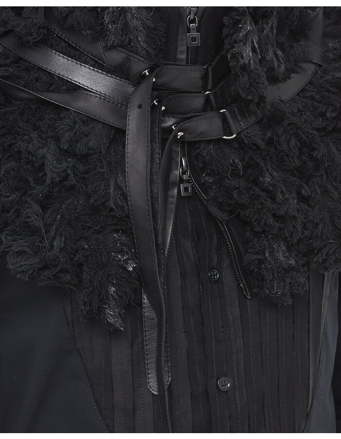 SANDRINE PHILIPPE COTTON FEATHER BELTED COLLAR