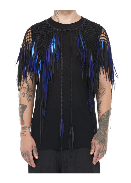 XKALINA ROXKY BRAIDED LEATHER BOLERO - METALLIC INDIGO