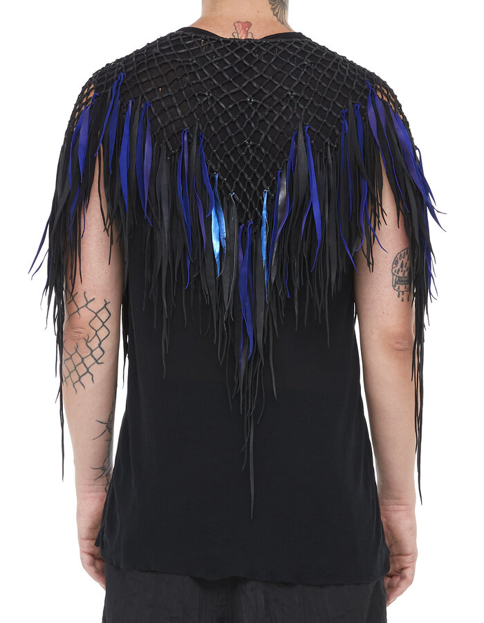 XKALINA ROXKY BRAIDED LEATHER BOLERO - METALLIC INDIGO