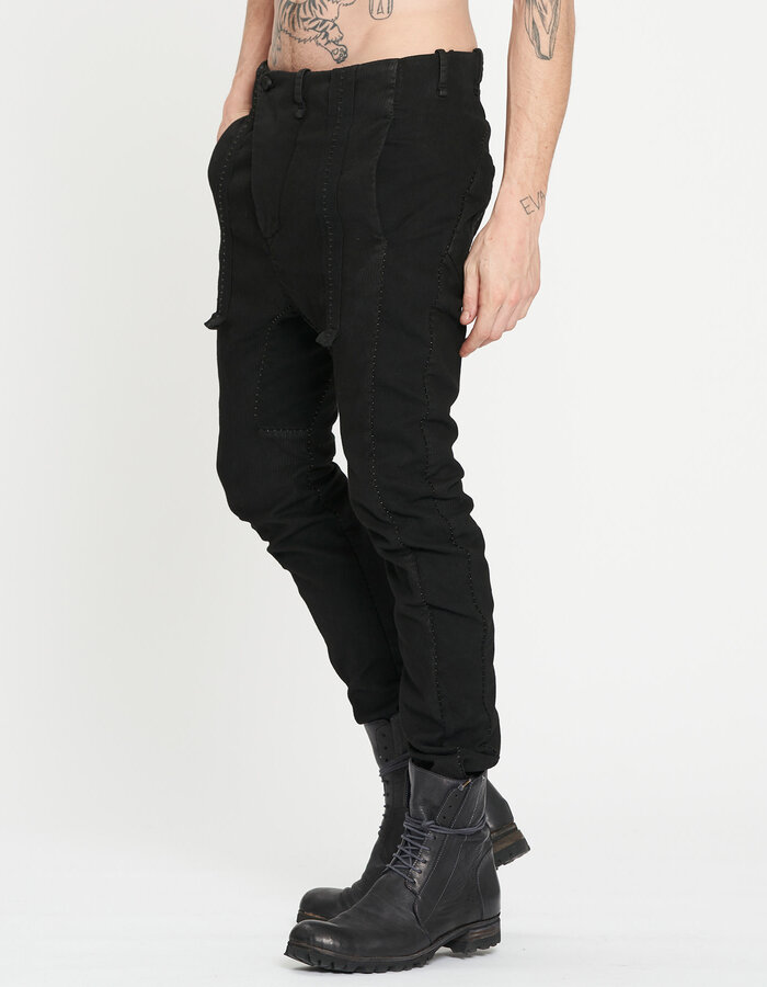 MASNADA BAGGY TAPED PANTS - BLACK