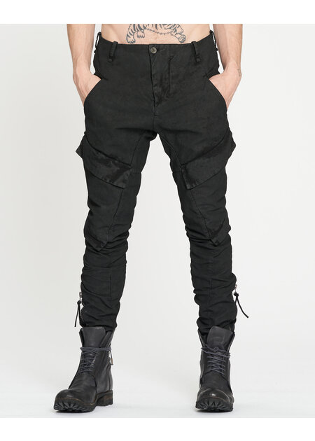 MASNADA BAGGY CARGO JEANS - SMEARED BLACK