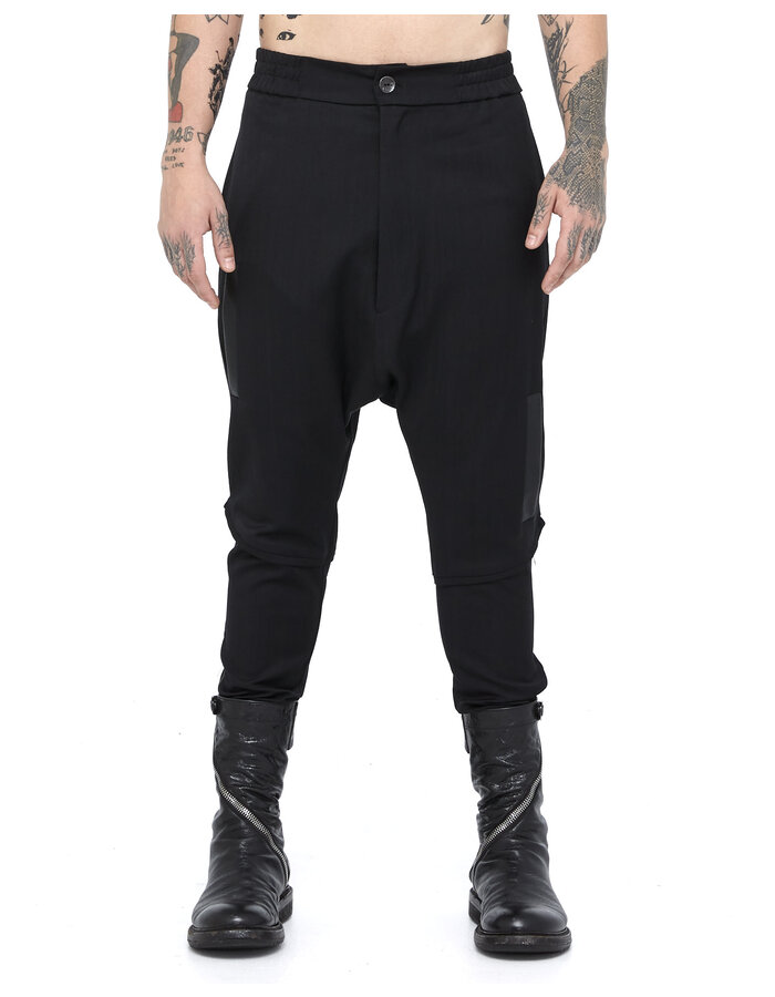 LA HAINE INSIDE US DROP CROTCH COTTON & VISCOSE SLASH POCKET TROUSER