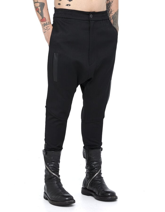 LA HAINE INSIDE US DROP CROTCH COTTON & VISCOSE SLASH POCKET TROUSER