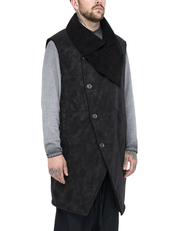 LA HAINE INSIDE US FAUX FUR WRAP COLLAR SLEEVELESS COAT