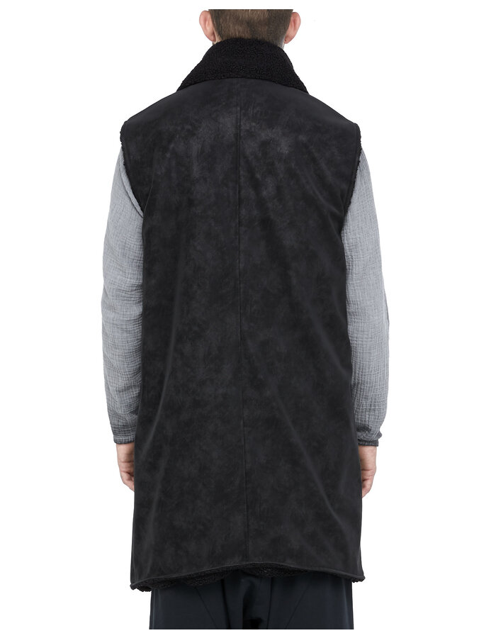 LA HAINE INSIDE US FAUX FUR WRAP COLLAR SLEEVELESS COAT