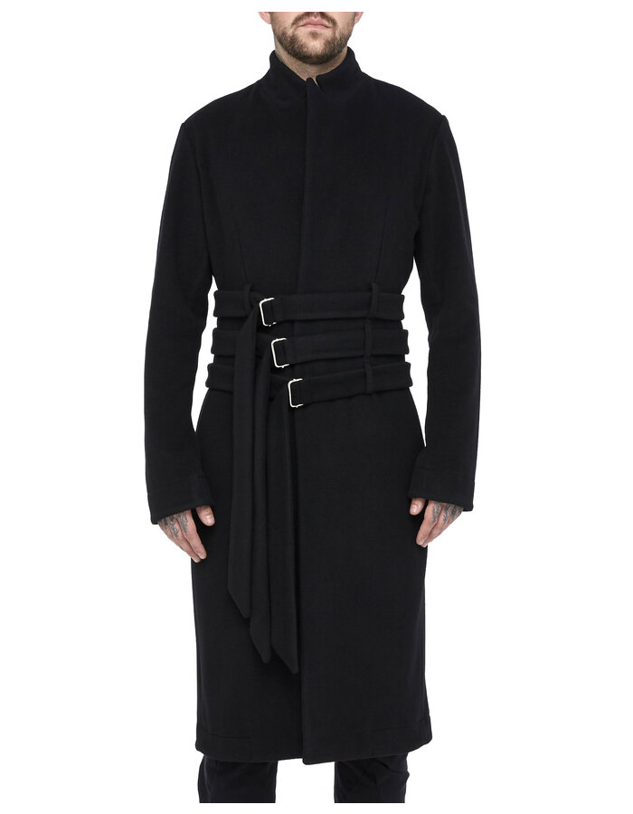 DAVIDS ROAD WOOL CASHMERE COAT WITH BELTS