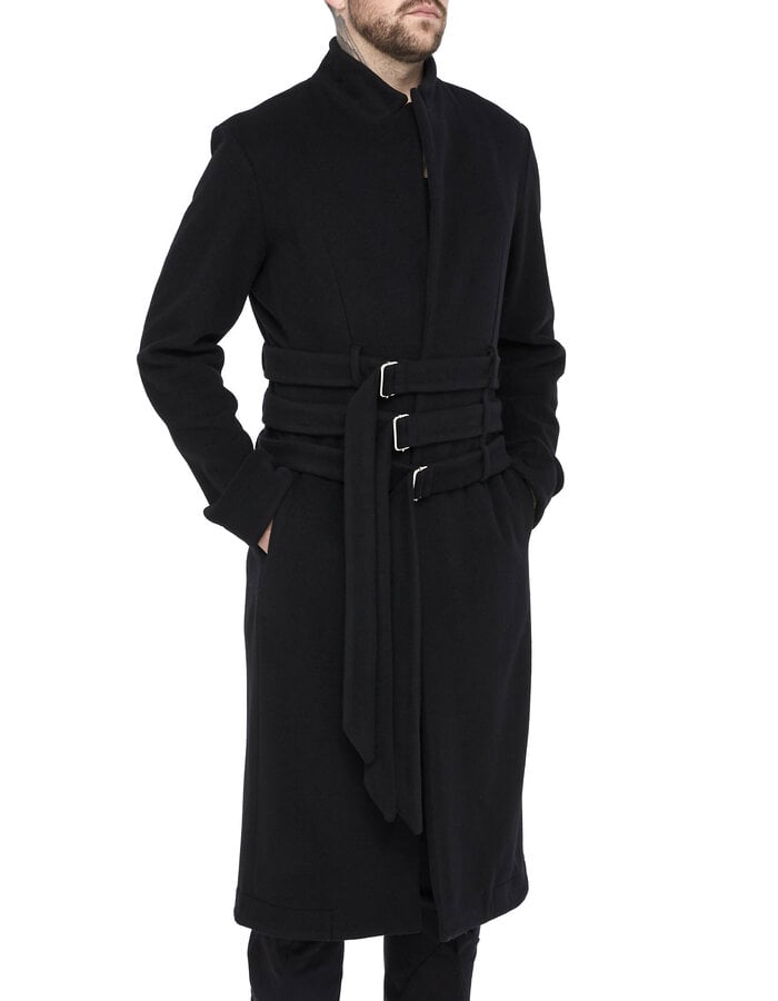 DAVIDS ROAD WOOL CASHMERE COAT WITH BELTS