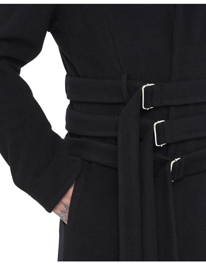 DAVIDS ROAD WOOL CASHMERE COAT WITH BELTS