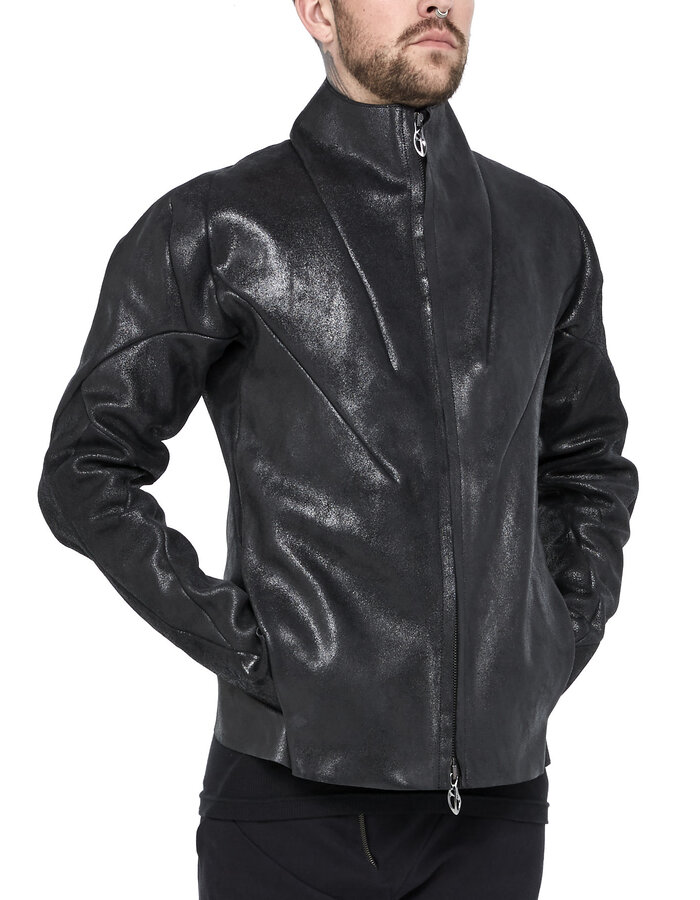 LEON EMANUEL BLANCK FORCED AVIATOR JACKET - RESIN COATED GUIDI HORSE