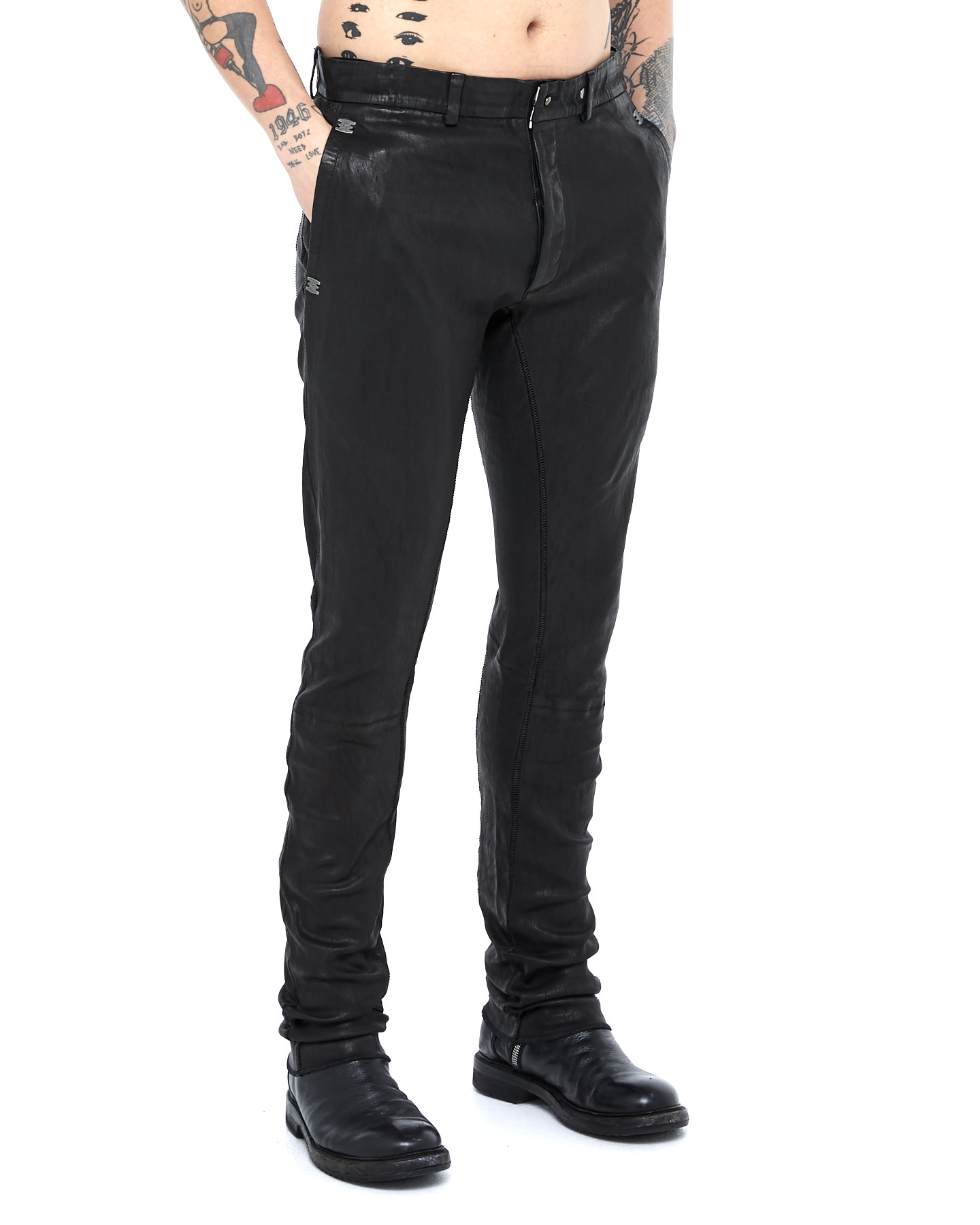 Fetard Stretch Leather Slim Trouser by Isaac Sellam | Shop Untitled NY