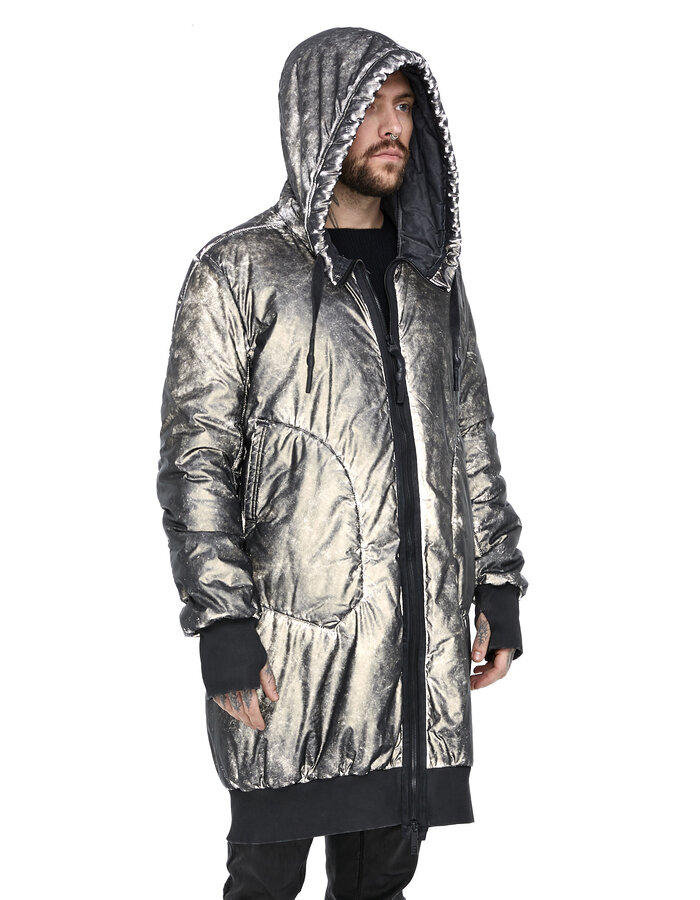 69 BY ISAAC SELLAM REFLECTIVE PADDED COAT WITH HOOD