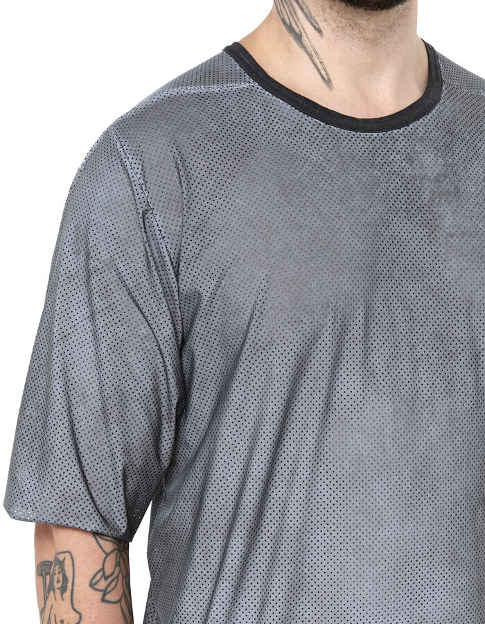 69 BY ISAAC SELLAM REFLECTIVE PERFORATED NYLON T-SHIRT