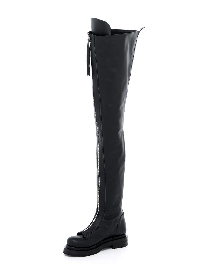 DAVIDS ROAD THIGH HIGH LEATHER BOOTS WITH ZIPPER
