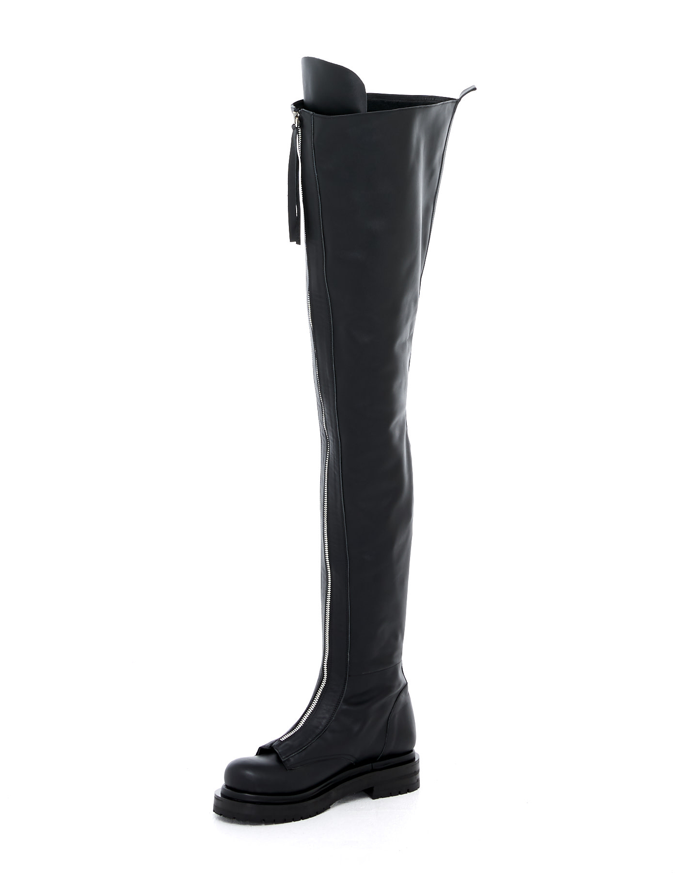 Thigh high top zipper boots