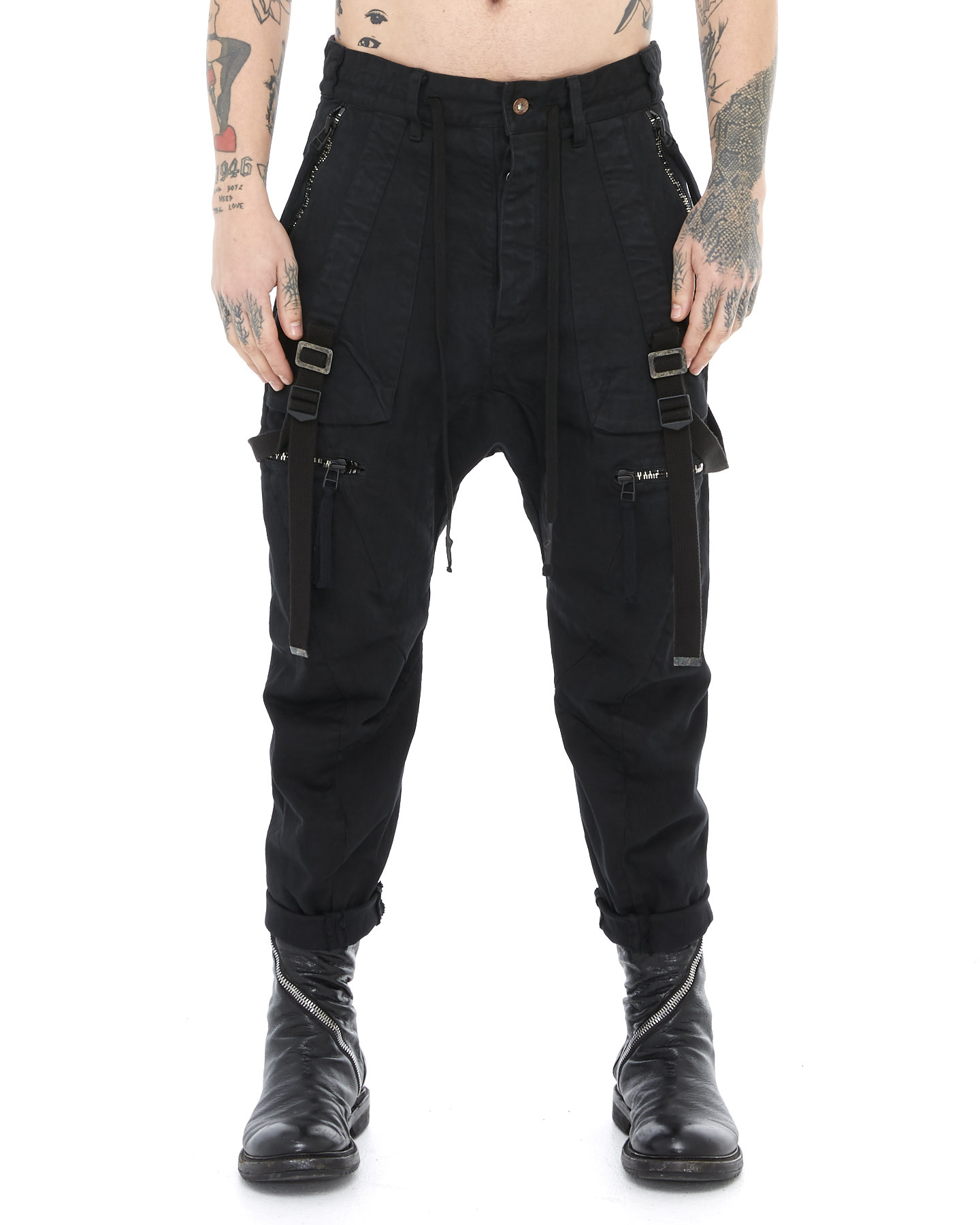 Denim Tapered Cargo Pants