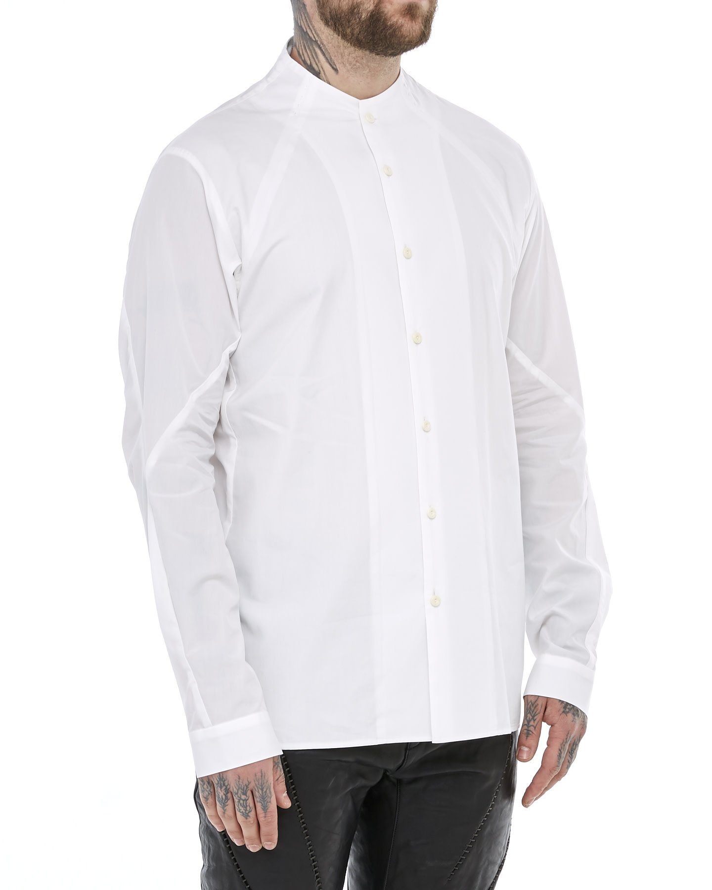 Sculpted Neck Poplin Button Up Shirt by Devoa | Shop Unaltd NYC