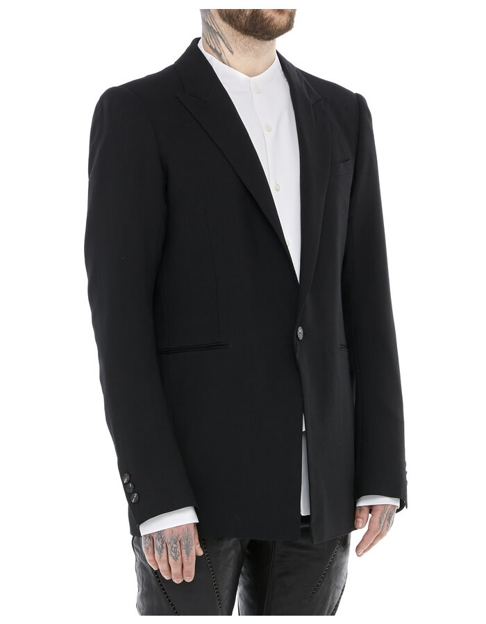 DEVOA WOOL & VISCOSE FITTED SINGLE BUTTON BLAZER