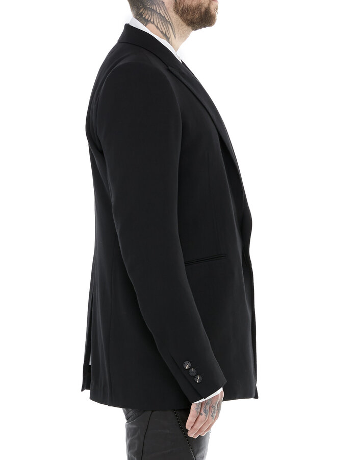 DEVOA WOOL & VISCOSE FITTED SINGLE BUTTON BLAZER