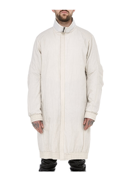 DEVOA COTTON & NYLON PADDED ZIP FRONT MAC COAT - BONE