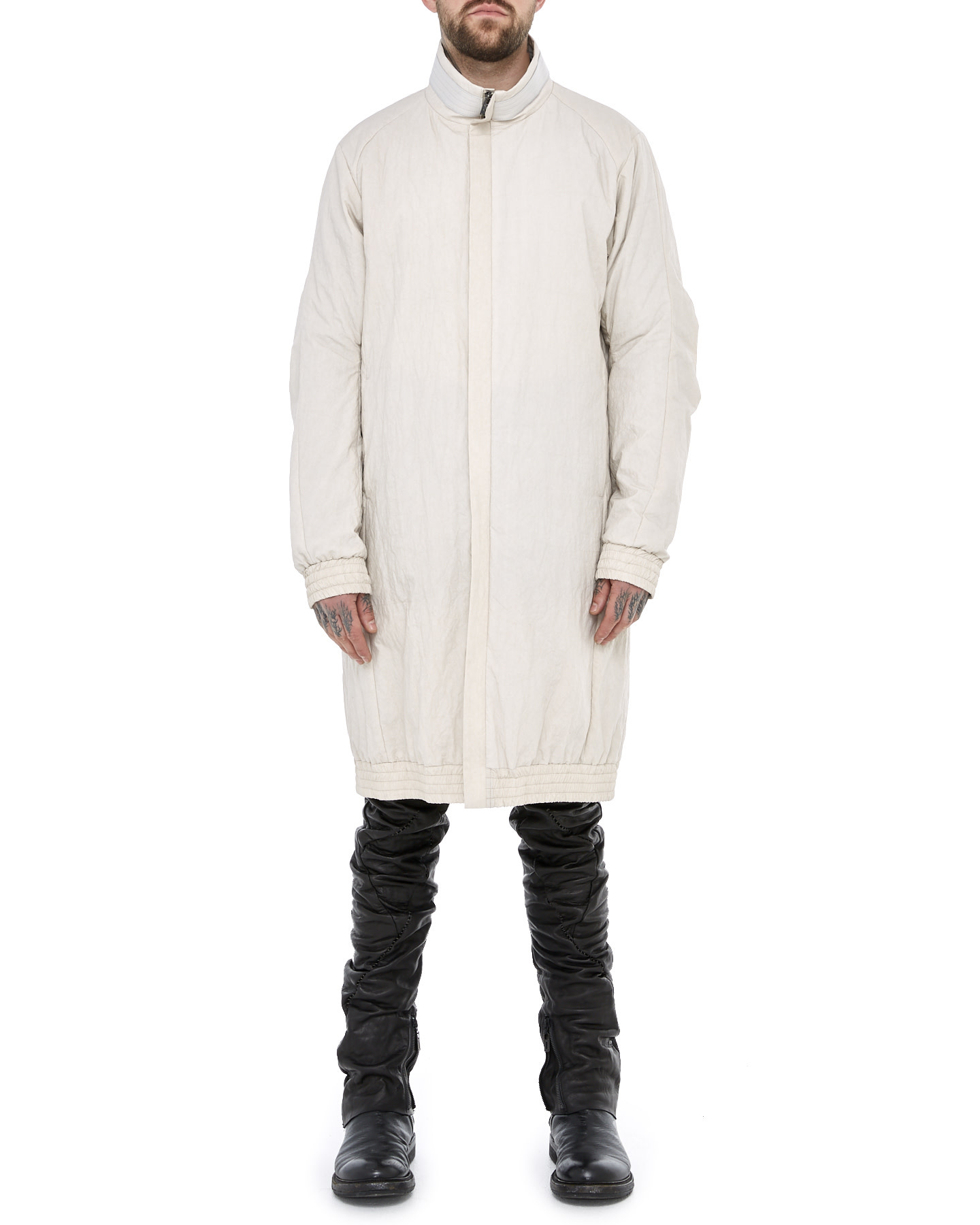 Cotton Nylon Padded Zip Front Mac Coat by Devoa | Shop Unaltd