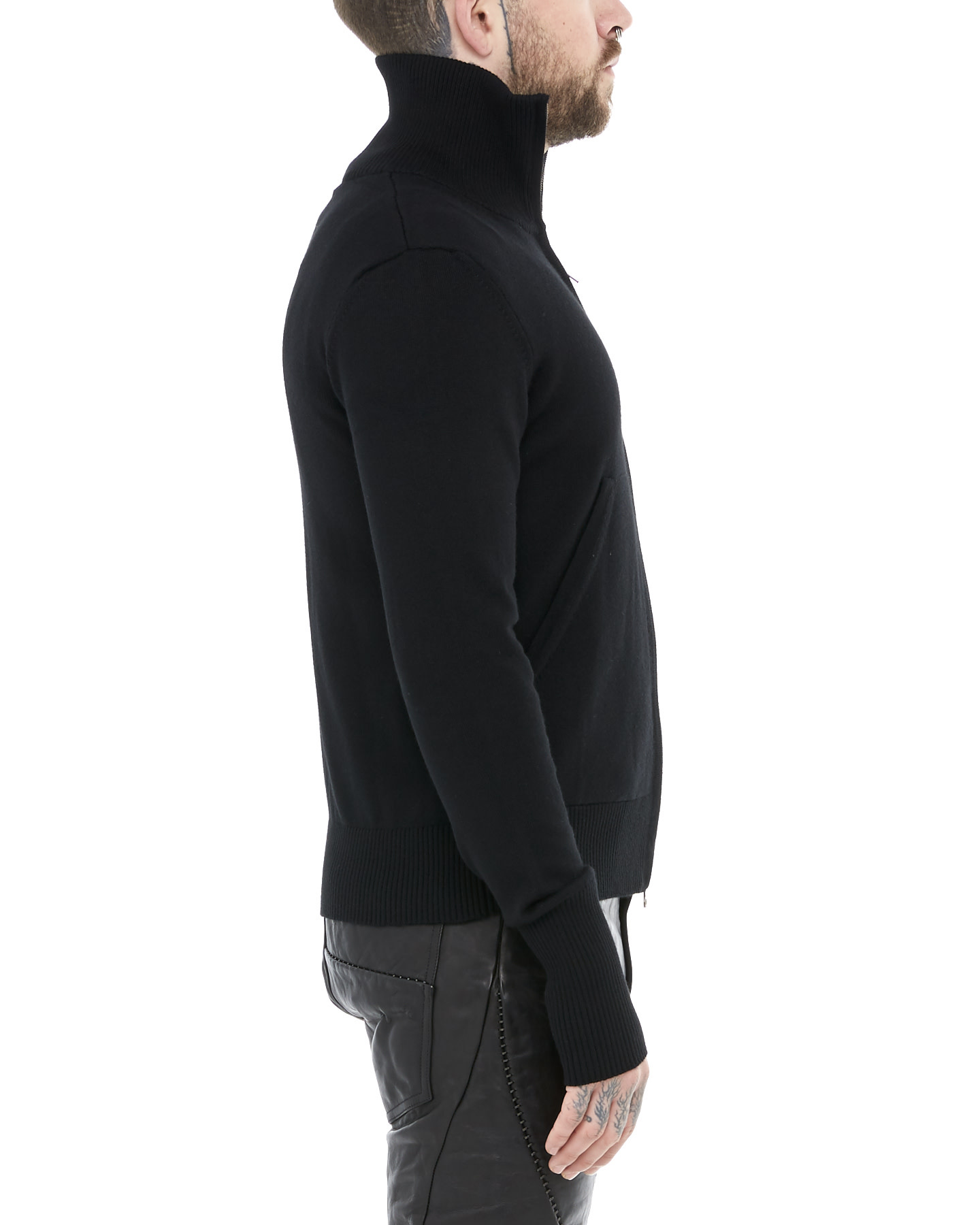 Fitted Wool Zip Knit Jacket by Lars Anderson