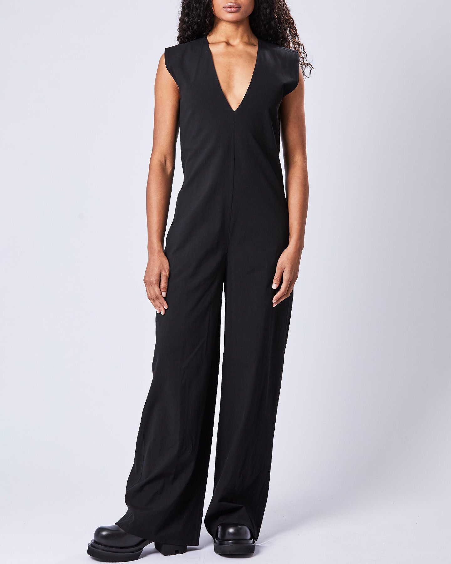 VISCOSE & RAYON STRETCH WIDE LEG JUMPSUIT