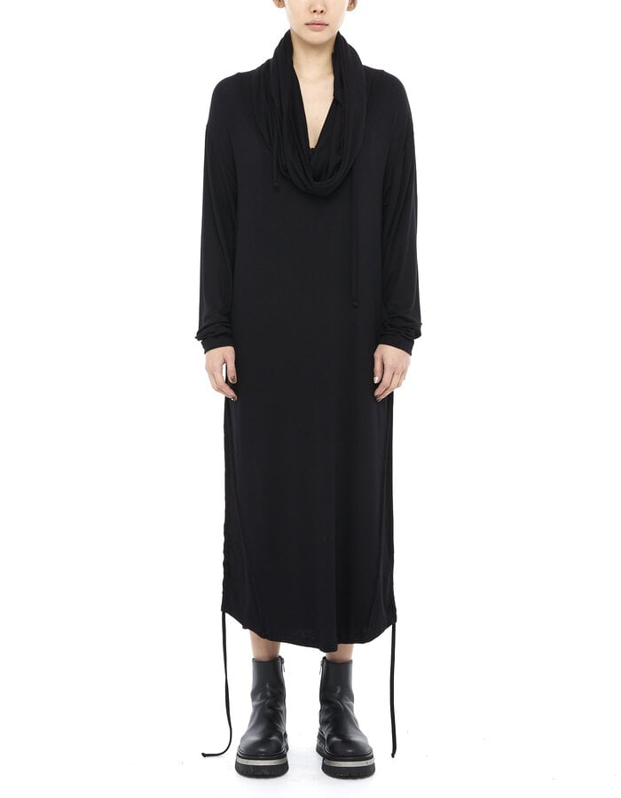 LA HAINE INSIDE US VISCOSE COWL NECK ADJUSTABLE LONG DRESS