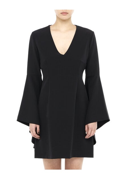 LA HAINE INSIDE US STRETCH FITTED BELL SLEEVE DRESS