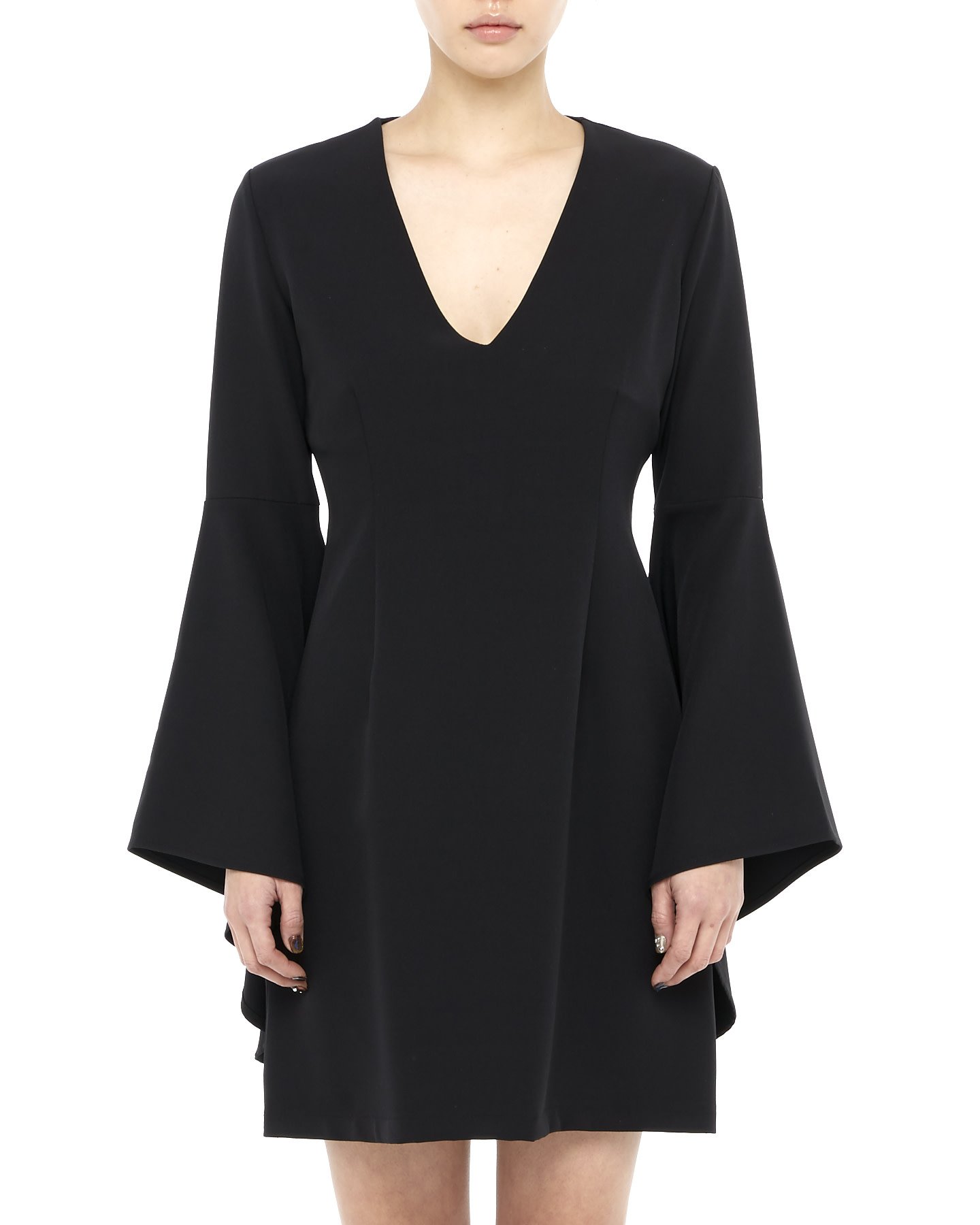 STRETCH FITTED BELL SLEEVE DRESS