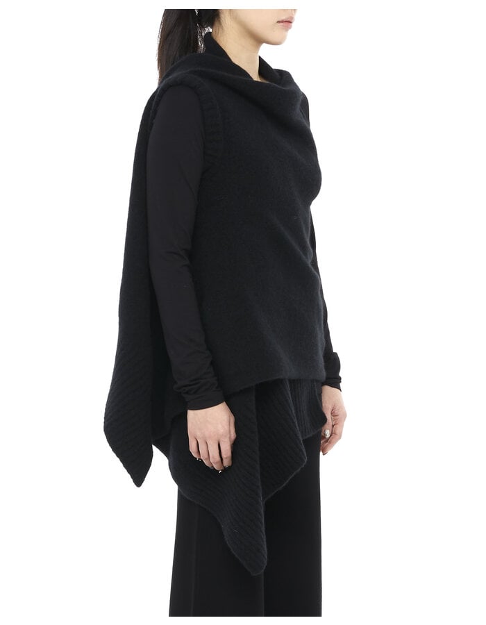 ISABEL BENENATO YAK & MERINO WOOL WRAP VEST - BLACK