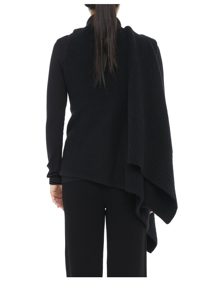 ISABEL BENENATO YAK & MERINO WOOL WRAP VEST - BLACK