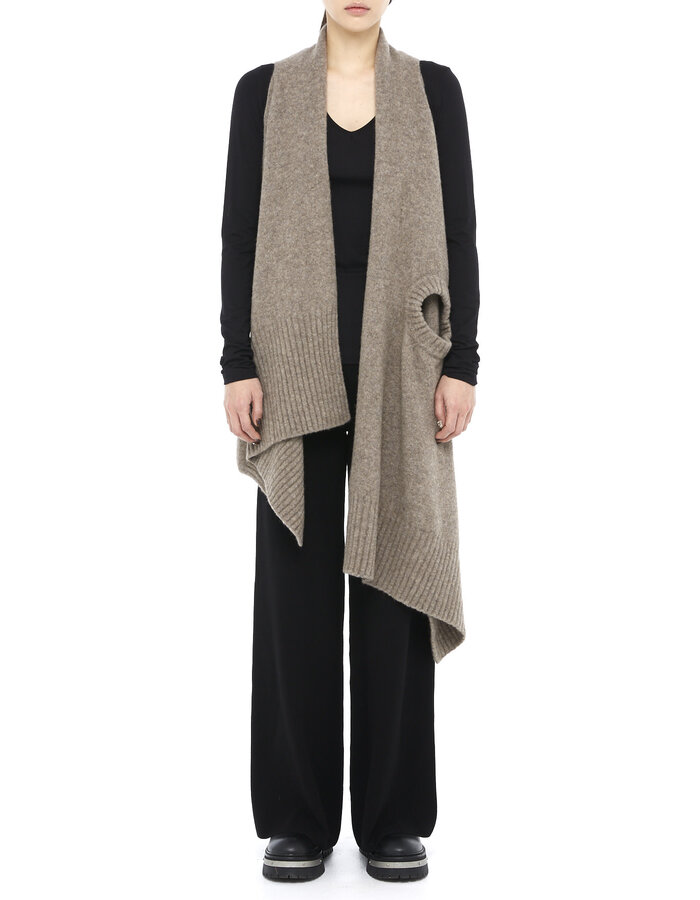 ISABEL BENENATO YAK & MERINO WOOL WRAP VEST - TAUPE