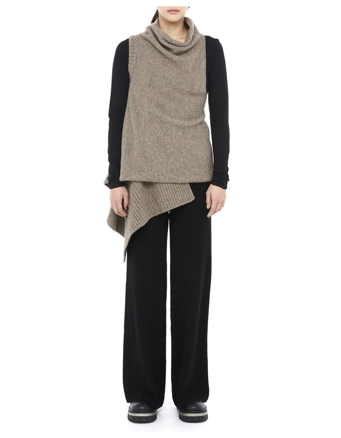 ISABEL BENENATO YAK & MERINO WOOL WRAP VEST - TAUPE