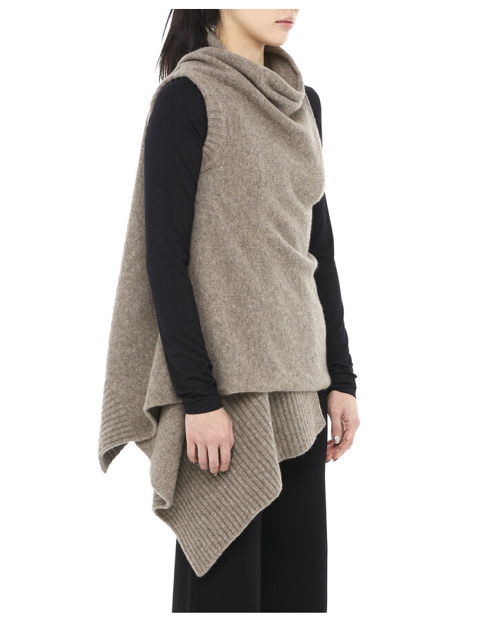 ISABEL BENENATO YAK & MERINO WOOL WRAP VEST - TAUPE