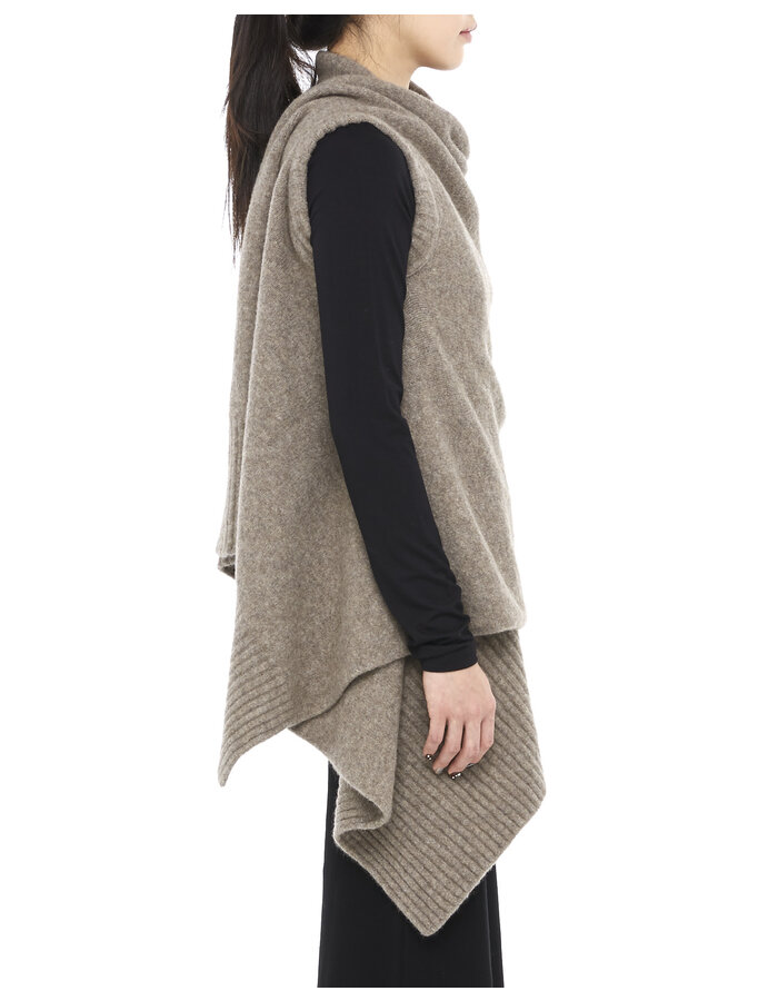 ISABEL BENENATO YAK & MERINO WOOL WRAP VEST - TAUPE