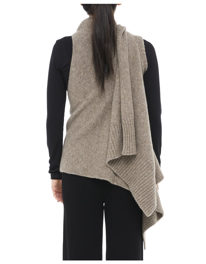 ISABEL BENENATO YAK & MERINO WOOL WRAP VEST - TAUPE