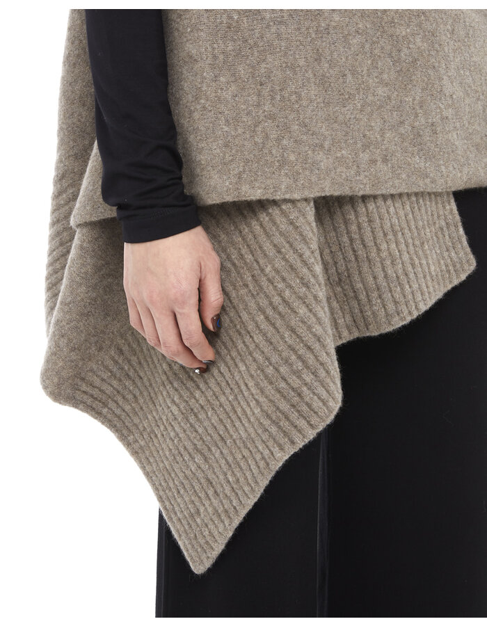 ISABEL BENENATO YAK & MERINO WOOL WRAP VEST - TAUPE